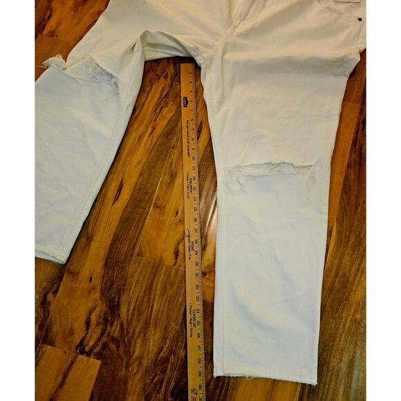 Abercrombie&Fitch NWT 36/22R White 90's Straight Ultra High Rise DistressedPants - Picture 7 of 13